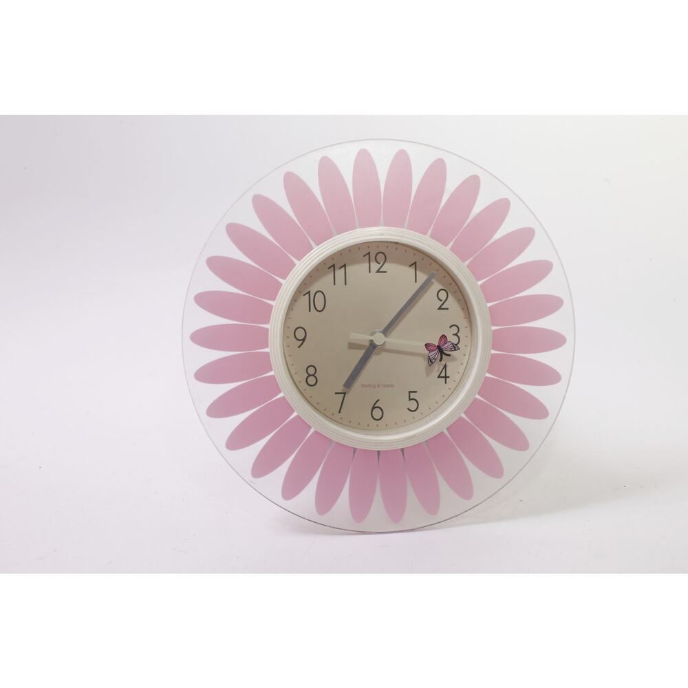 Sterling & Noble, Pink Flower, Wall Clock, Round, Wall Decor, ~ 260128-WH 934